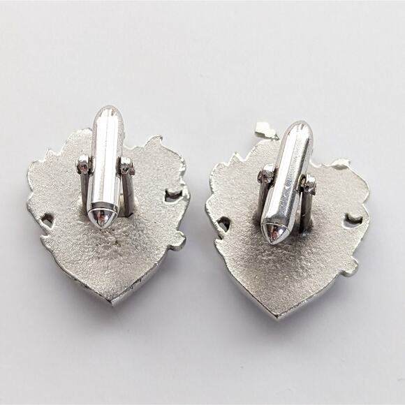 Vintage Swank Silver Tone Coat of Arms Crest Cuff Links - Picture 2 of 4